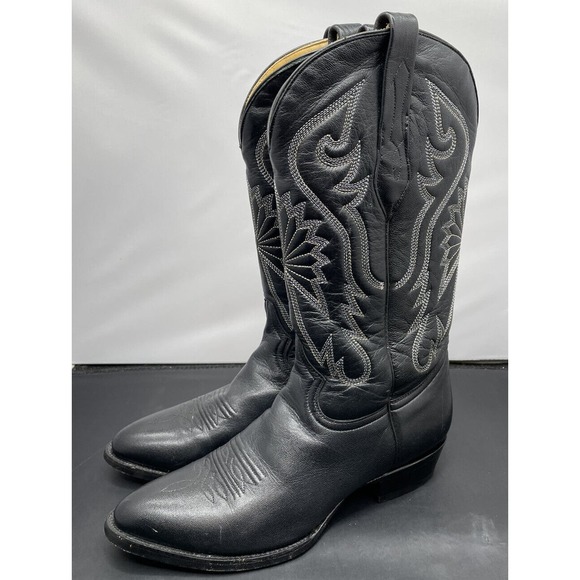 Corral Leather Cowboy Boots Black Embroidered Western Mens 8 Fast Shipping main image 5